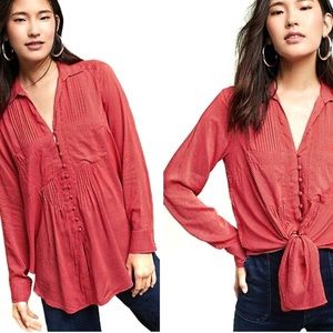 💚Anthropologie Maeve Matilda red polka dot blouse